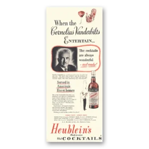 1951 Heublein Cocktails Print Ad | Cornelius Vanderbilts