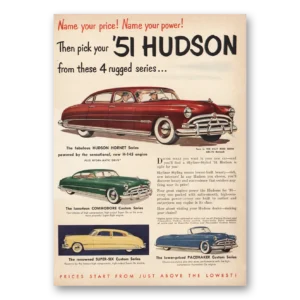 1951 Hudson Motor Car Print Ad | 4 Rugged Series
