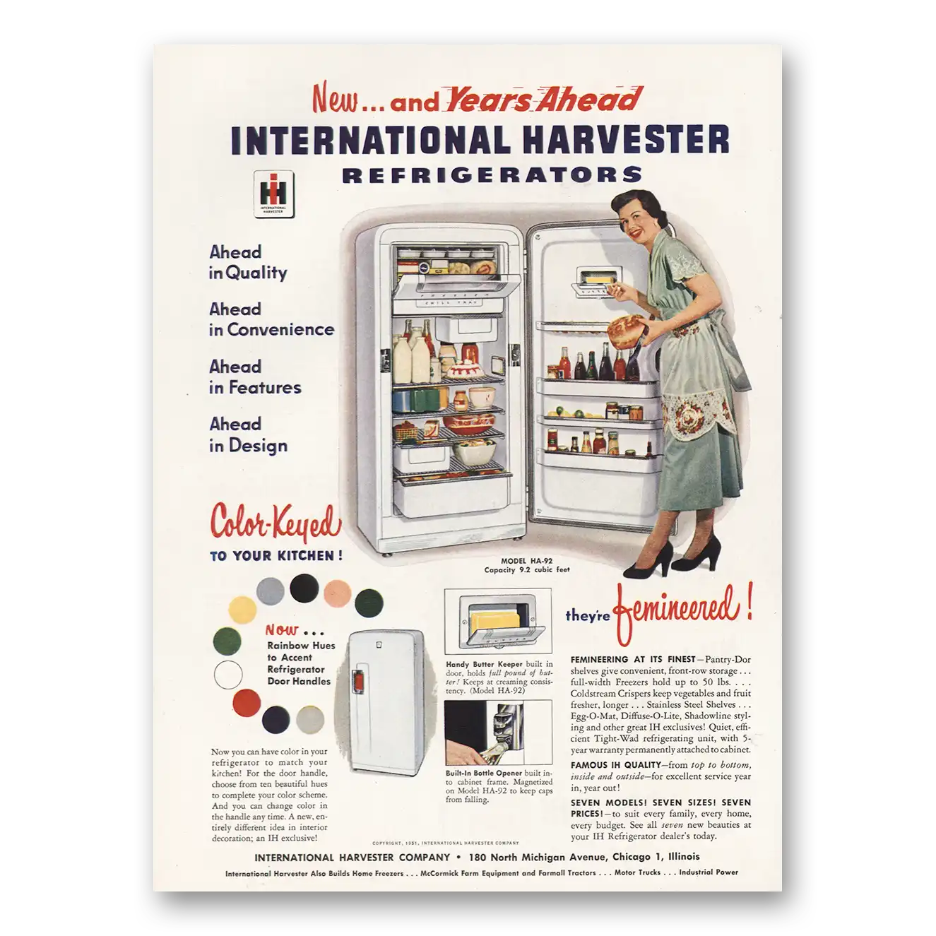 1951 International Harvester Refrigerator Print Ad | Years Ahead