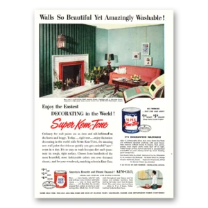 1952 Super Kem Tone Paint Print Ad | Amazingly Washable