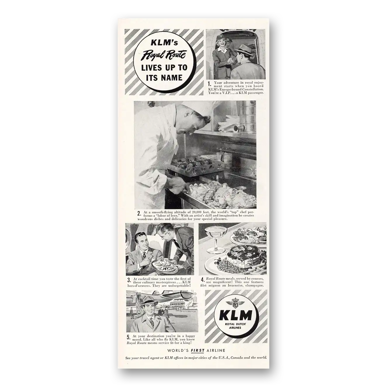 1951 KLM Royal Dutch Airlines Print Ad | Royal Route