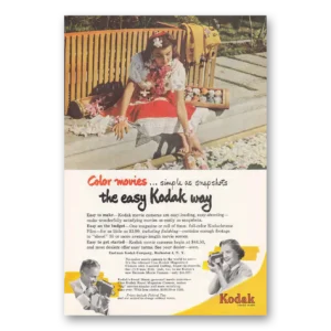 1951 Kodak Movie Camera Print Ad | Color Movies