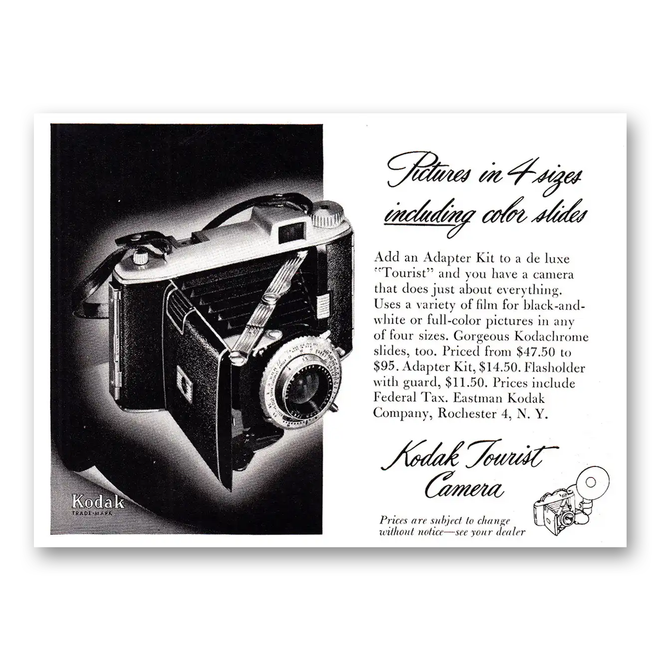 1951 Kodak Tourist Camera Print Ad | 4 Sizes