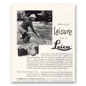 1951 Leica Cameras Print Ad | Leisure Fishing