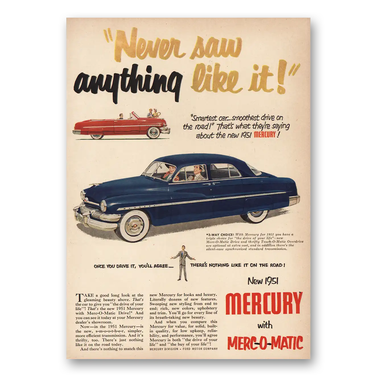 1951 Mercury Print Ad | Never Saw Anything