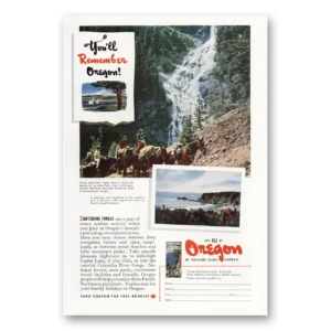 1951 Oregon Print Ad | Ice Lake Falls