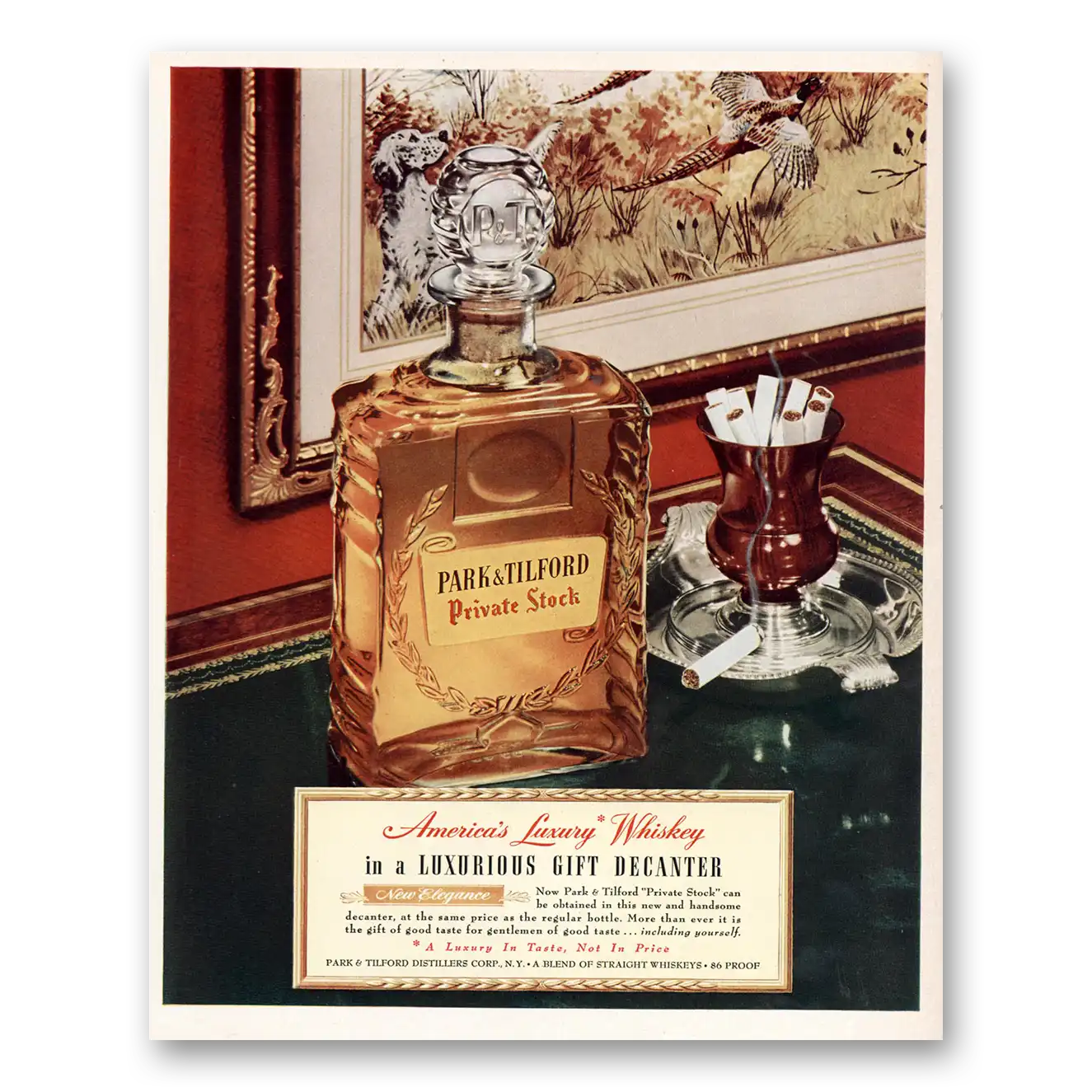 1951 Park & Tilford Private Stock Print Ad | Luxurious Decanter