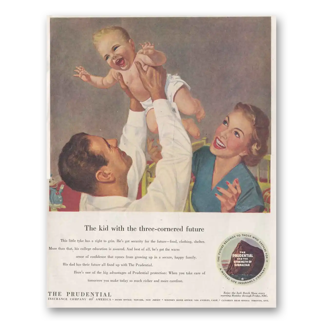 1951 Prudential Insurance Print Ad | Three Cornered