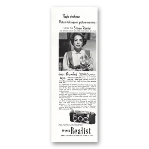 1951 Stereo Realist Camera Print Ad | Joan Crawford