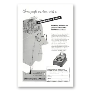 1951 Remington Rand Printing Calculator Print Ad | Mechanical Brain