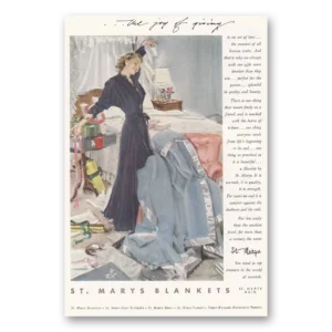 1951 St Marys Blankets Print Ad | Joy Giving