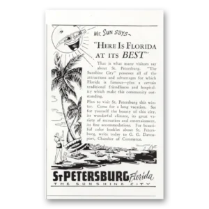 1951 St Petersburg Florida Print Ad | Mr Sun Says