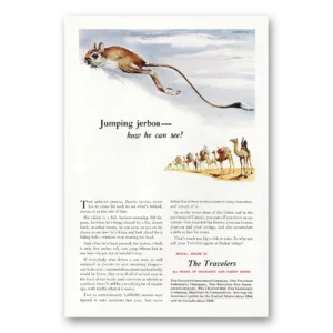 1951 Travelers Insurance Print Ad | Jumping Jerboa