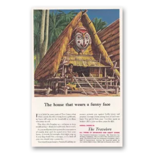 1951 Travelers Insurance Print Ad | Funny Face