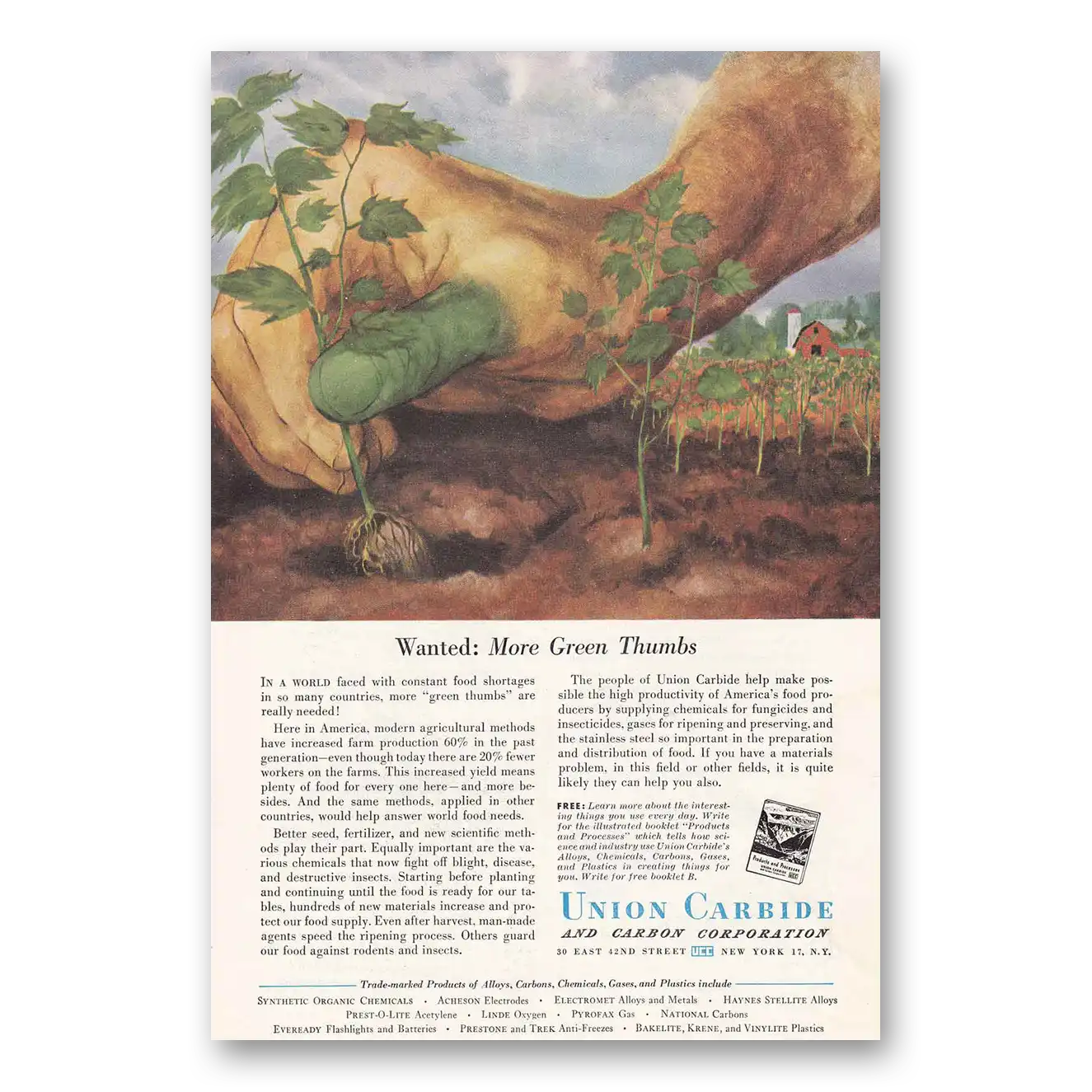 1951 Union Carbide Print Ad | Green Thumbs