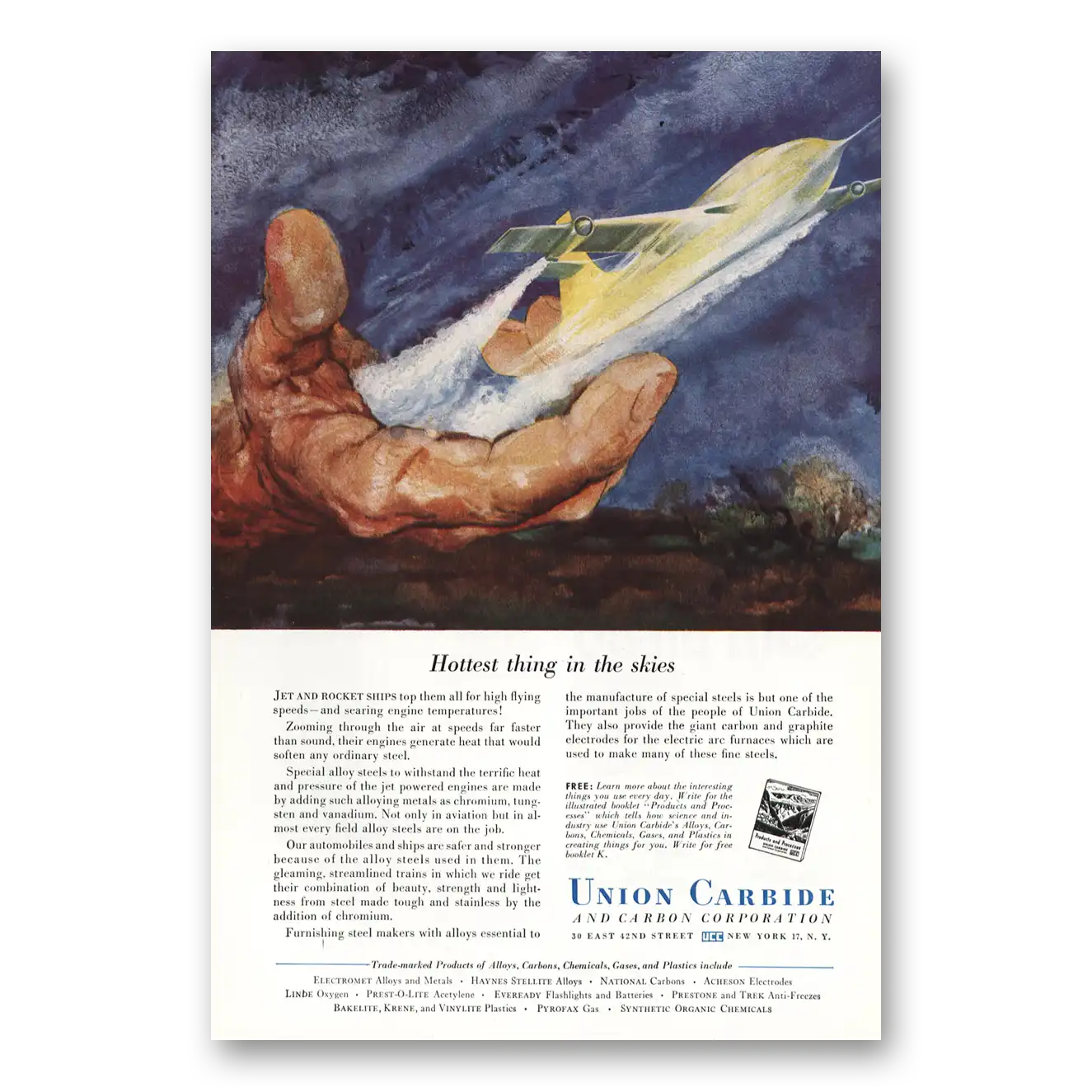 1951 Union Carbide Print Ad | Hottest Thing Skies