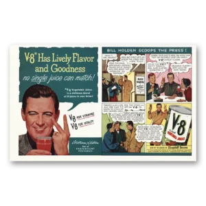 1951 V8 Vegetable Juice Print Ad | Bill Holden