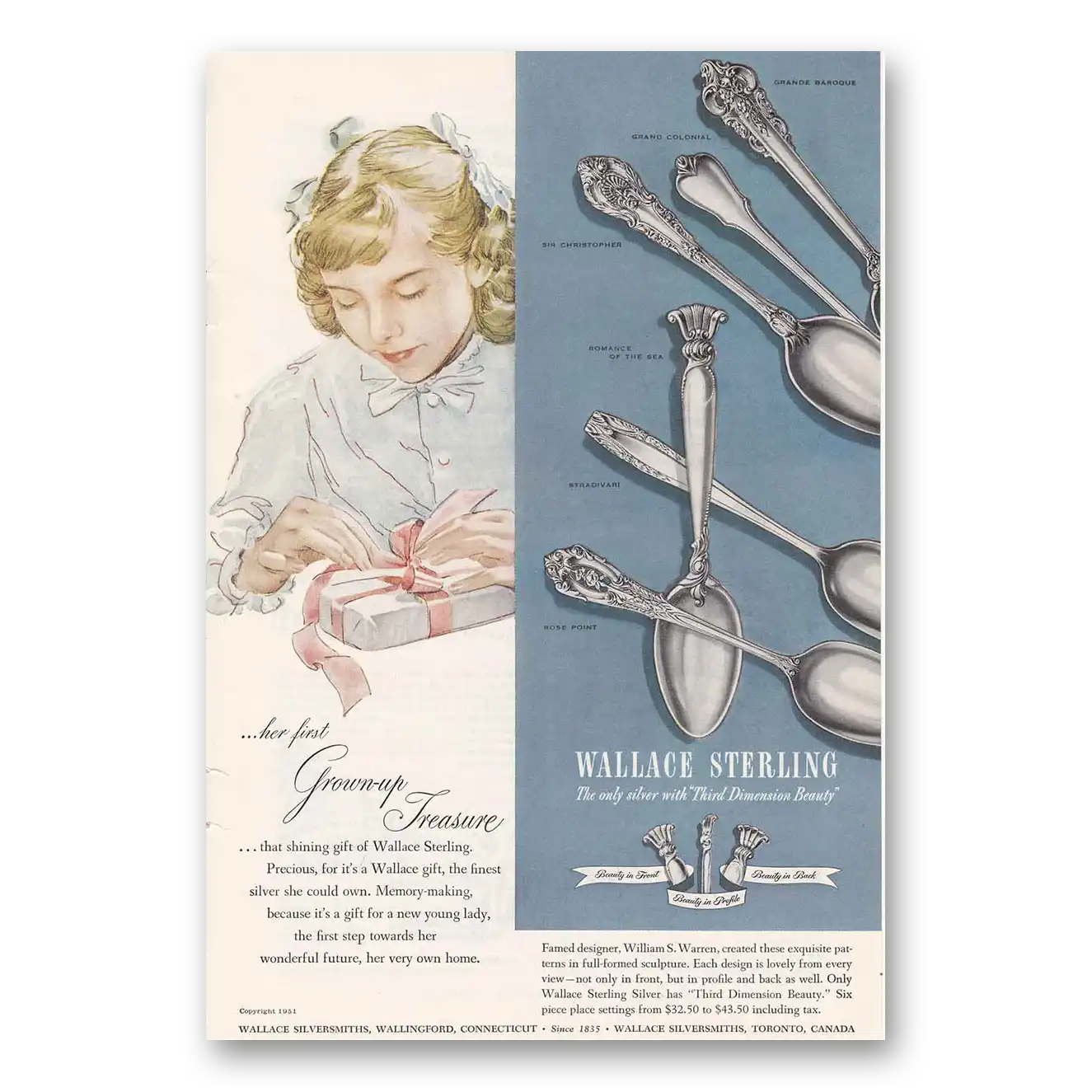 1951 Wallace Sterling Print Ad | Grown Up Treasure