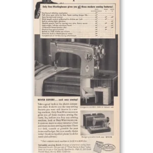1951 Free Westinghouse Sewing Machine Print Ad | Compare All
