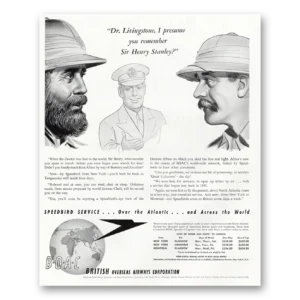 1952 British Airways BOAC Print Ad | Sir Henry Stanley