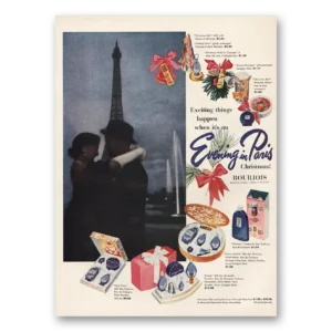 1952 Evening In Paris Perfume Print Ad | Exciting Things Happen