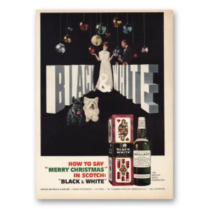 1964 Black and White Scotch Print Ad | Merry Christmas