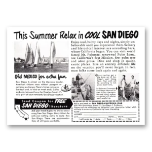 1952 San Diego California Print Ad | Summer Relax