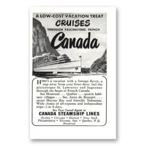 1952 Canada Steamship Lines Print Ad | French Canada