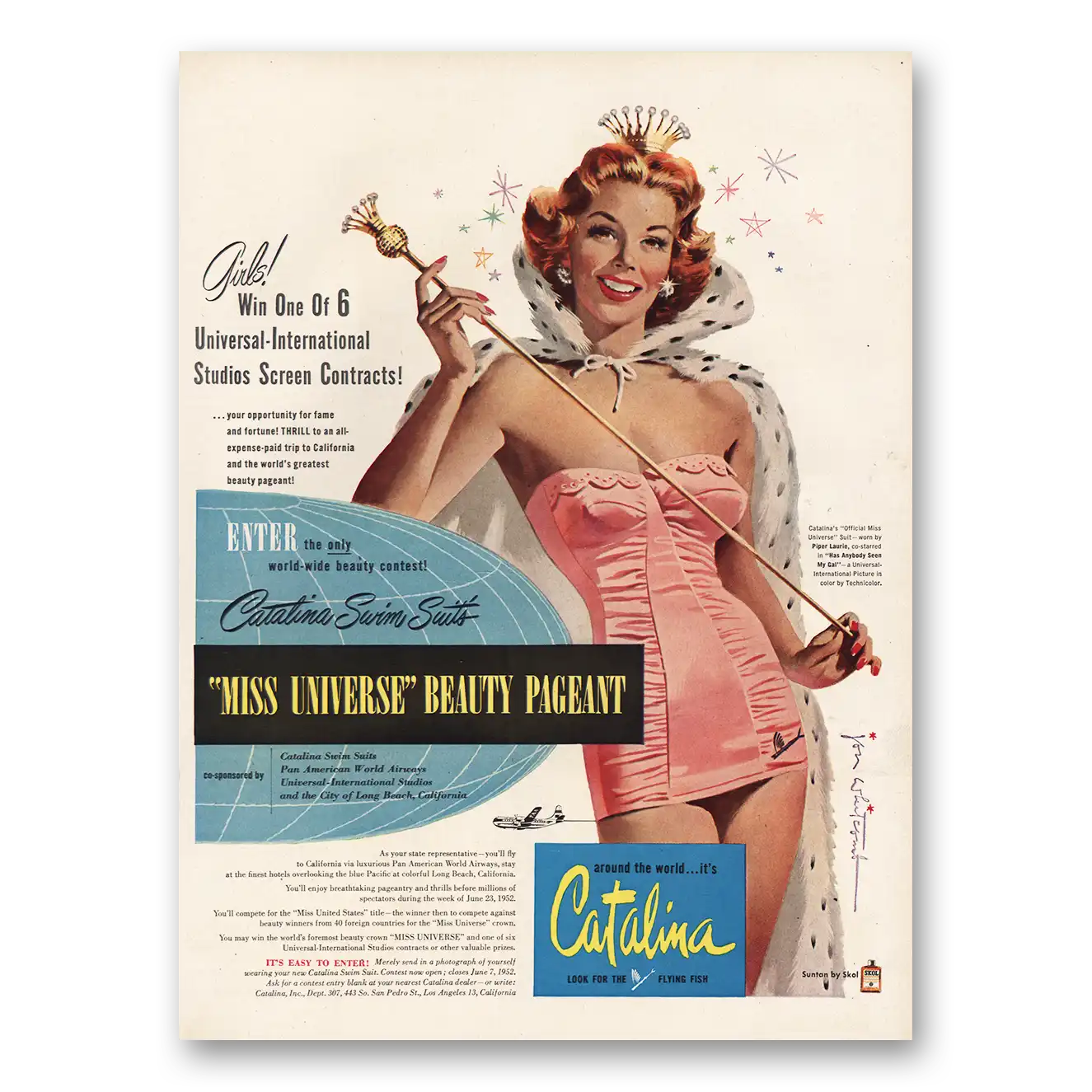 1952 Catalina Swimwear Print Ad | Miss Universe