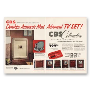 1952 CBS Columbia Print Ad | Most Advanced Tv Set