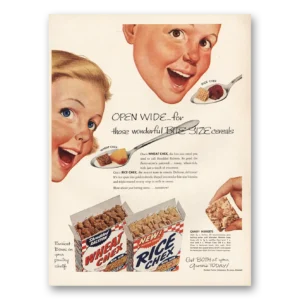1952 Wheat Chex Cereal Print Ad | Open Wide