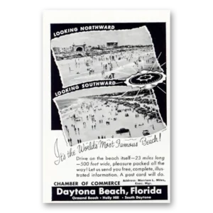 1952 Daytona Beach Florida Print Ad | Famous Beach