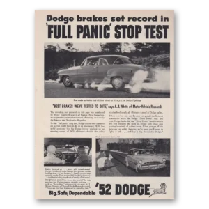 1952 Dodge Print Ad | Panic Stop Test