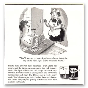 1952 Drano Print Ad | Get Out