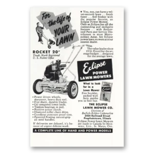 1952 Eclipse Mowers Print Ad | Lawn Mower