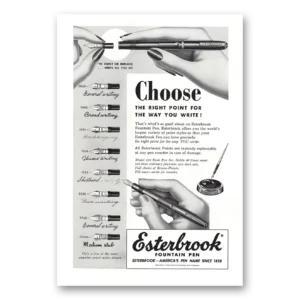 1952 Esterbrook Fountain Pen Print Ad | Right Point