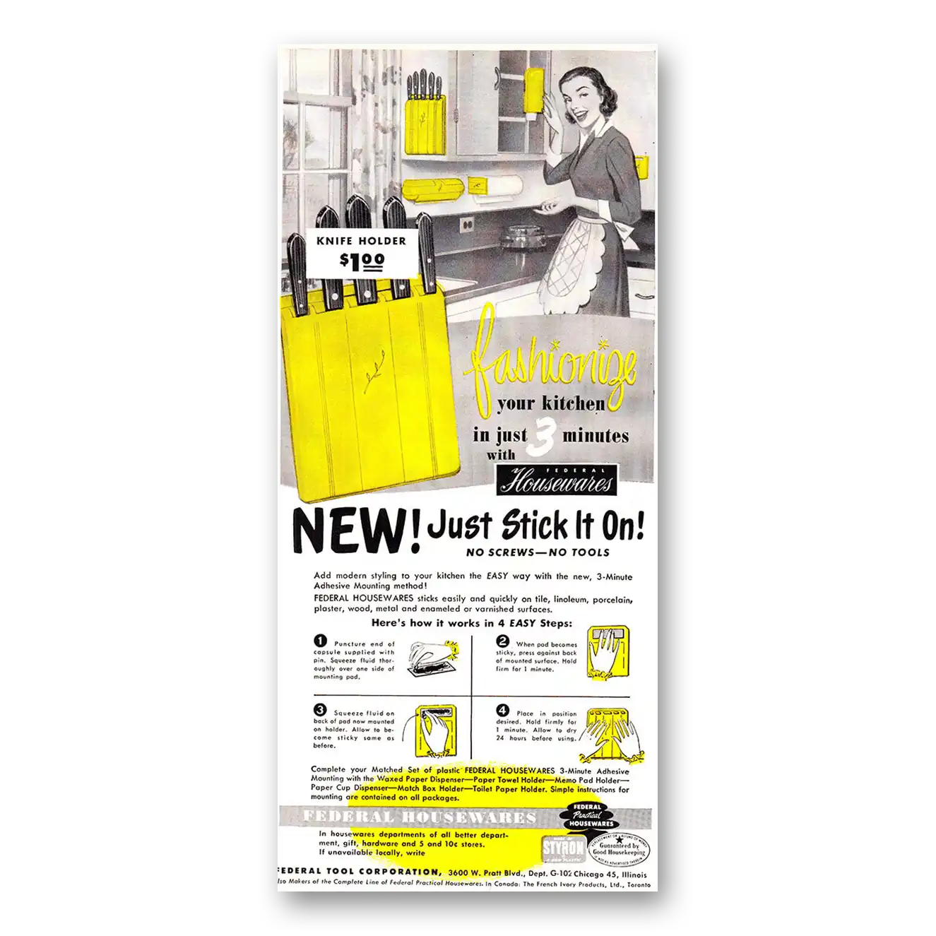 1952 Federal Housewares Print Ad | Federal Housewares