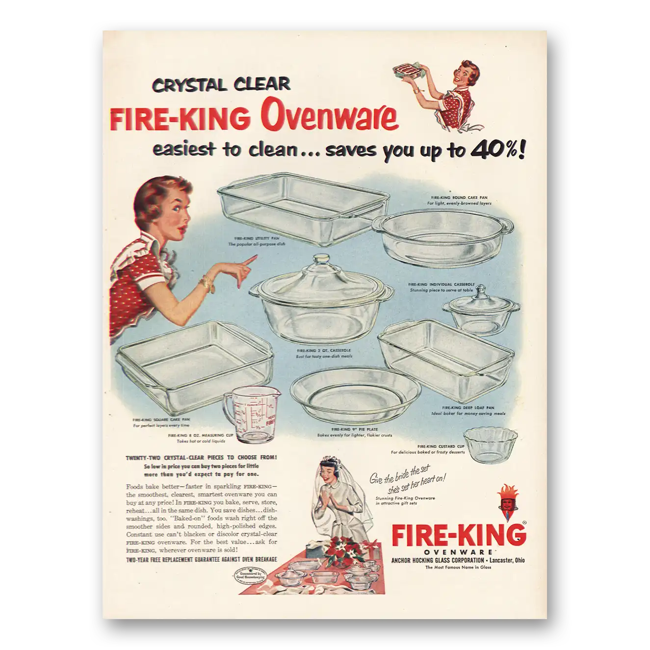 1952 Fire-King Ovenware Print Ad | Crystal Clear