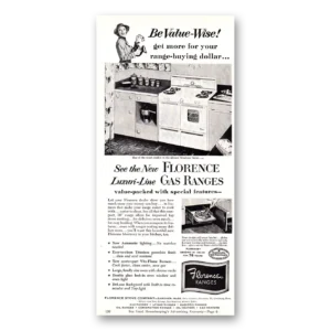 1952 Florence Gas Range Print Ad | Luxury Line