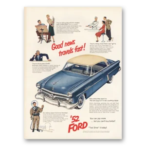 1952 Ford Print Ad | Good News Travels Fast
