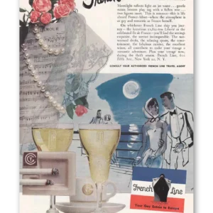 1952 French Line Print Ad | Accent Romance