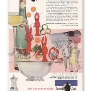 1952 French Line Print Ad | Accent Cuisine
