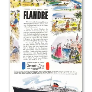 1952 French Line Print Ad | Flandre