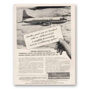 1952 Garrett AiResearch Print Ad | Pressurizing