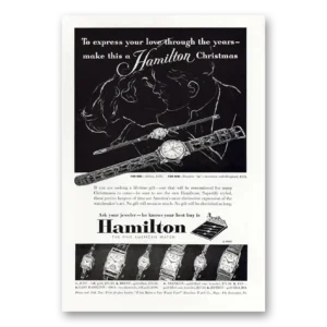 1952 Hamilton Watch Print Ad | Christmas