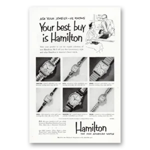 1952 Hamilton Watch Print Ad | Best Buy