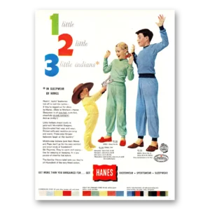 1952 Hanes Sleepwear Print Ad | Little Indians