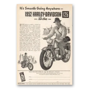 1952 Harley Davidson 125 Print Ad | Smooth Going