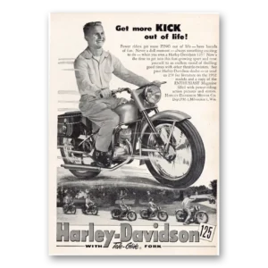 1952 Harley Davidson 125 Print Ad | More Kick
