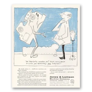 1952 Jones & Lamson Machine Print Ad | Inferiority Complex